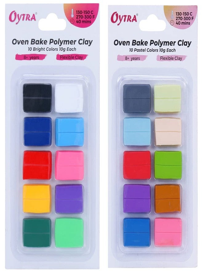 Oytra Polymer Clay Oven Bake Set 20 Colors Non Air Dry Plasticine PVC Material for Jewelry Earring Miniature Keychain Making for Beginners and Professional - Image 1